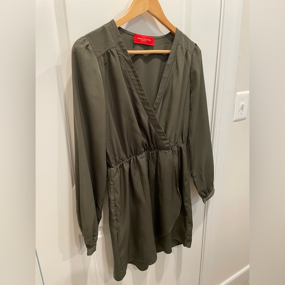 Akira Chicago Red Label Wrap Dress in Dark Green Sz M - Picture 4 of 7